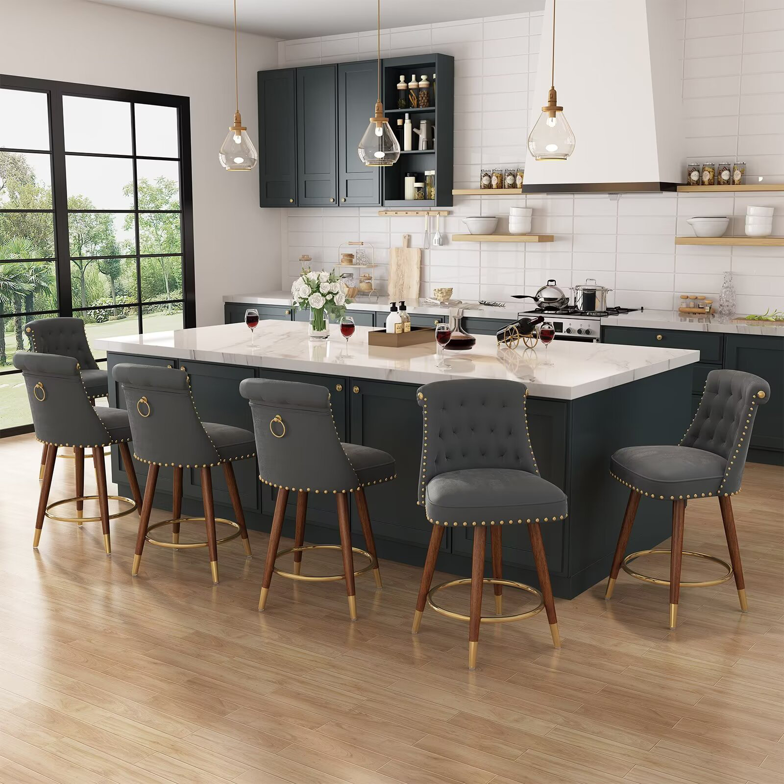 Dvenger Swivel 24.00'' Counter Stool, Counter Height Bar